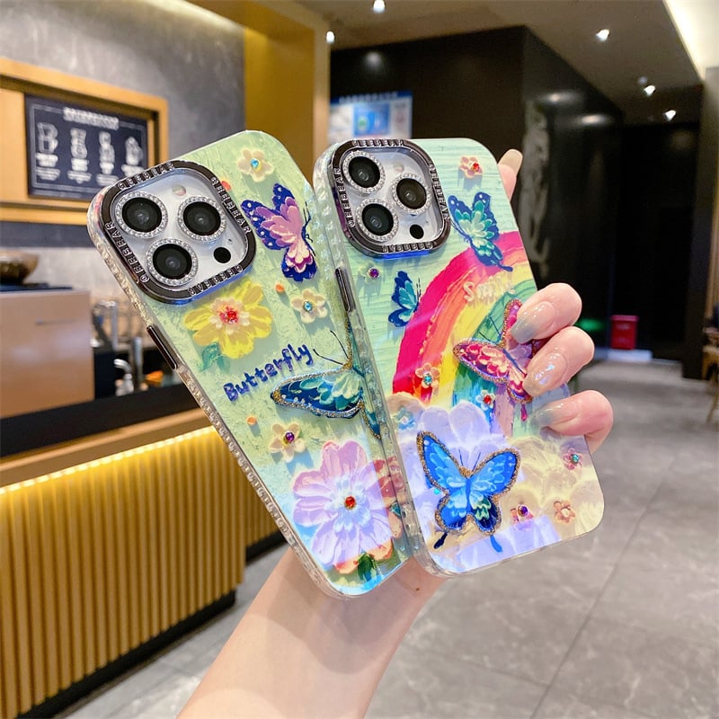 Rainbow butterfly phone case for iPhone 16/15/14/13/12/11