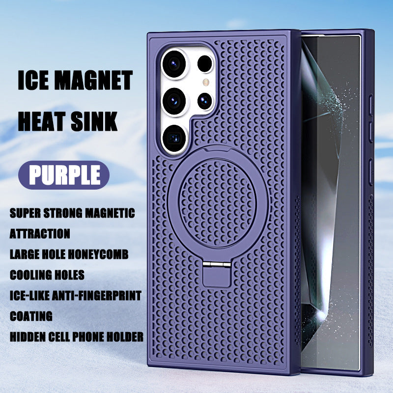 Suitable For Samsung S24/S23/S22 Mobile Phone Case Cooling Magnetic Bracket Breathable Honeycomb