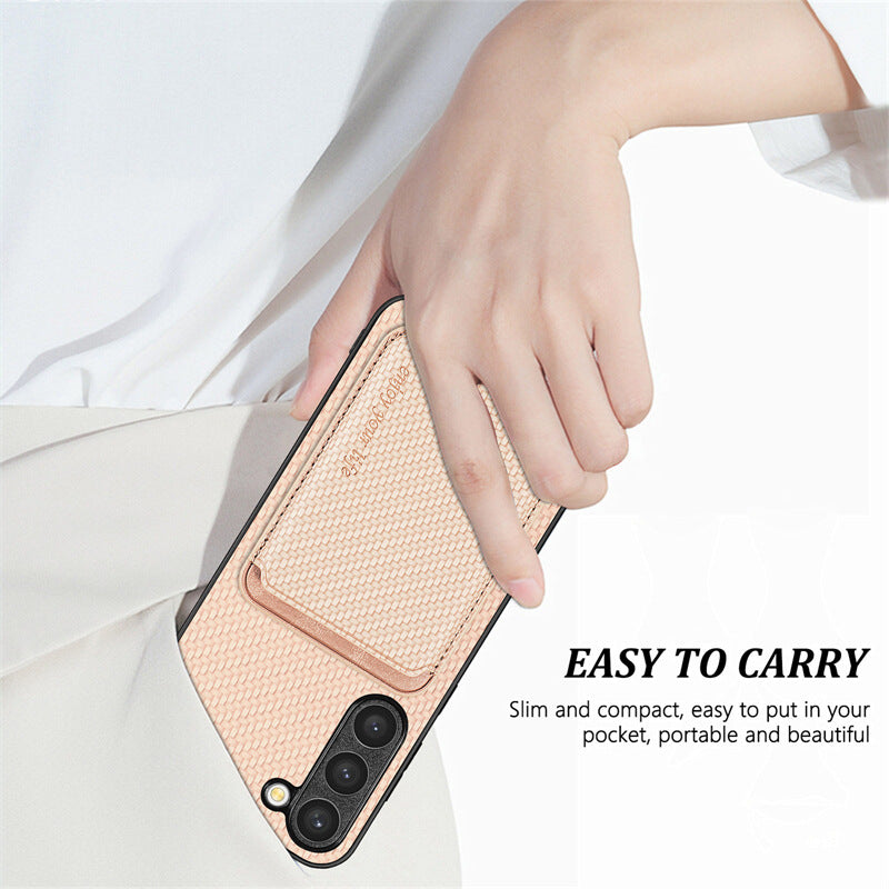 Magnetic Card Fiber Phone Case For Samsung