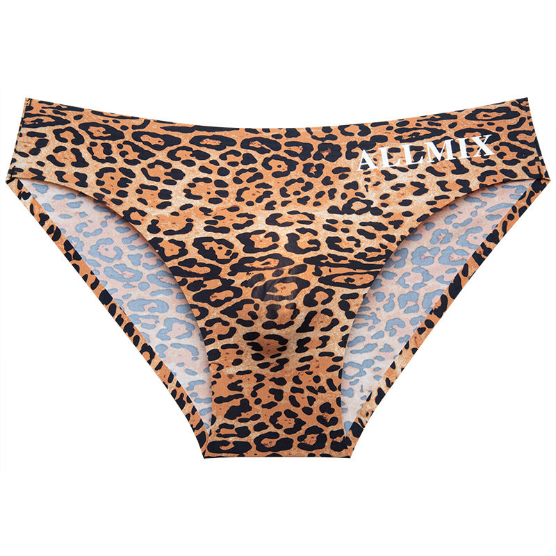 Men's 3D bulge sexy leopard print ice silk briefs