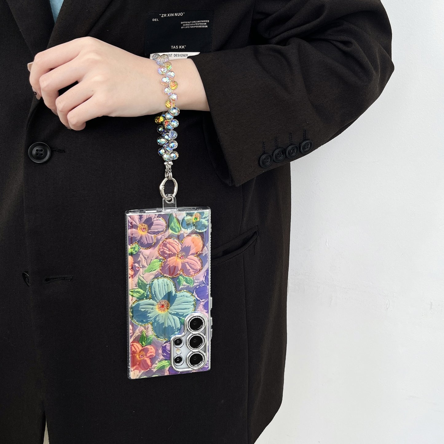 Oil Painting Flower Lanyard Phone Case For Samsung