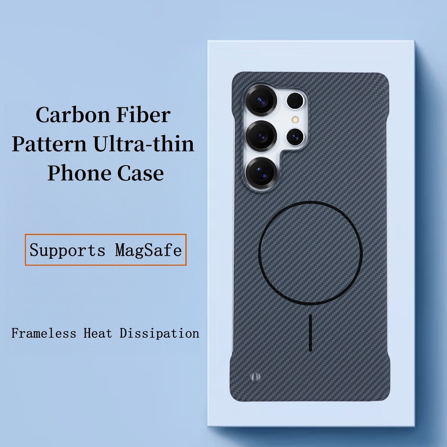 Ultra-Slim Carbon Fiber Texture MagSafe Case – Frameless & Washable Design