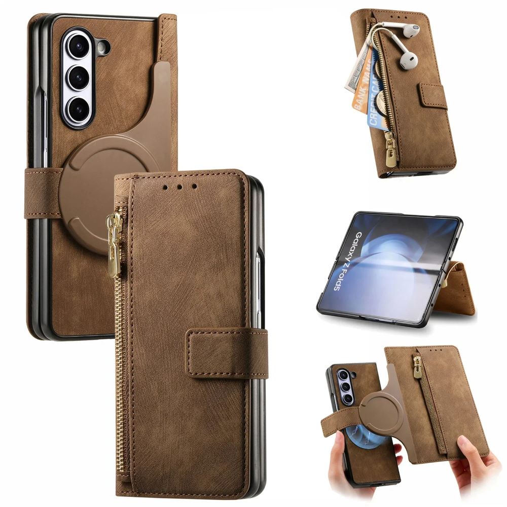 2 in1 Magnetic Zipper Leather Wallet  Phone Case