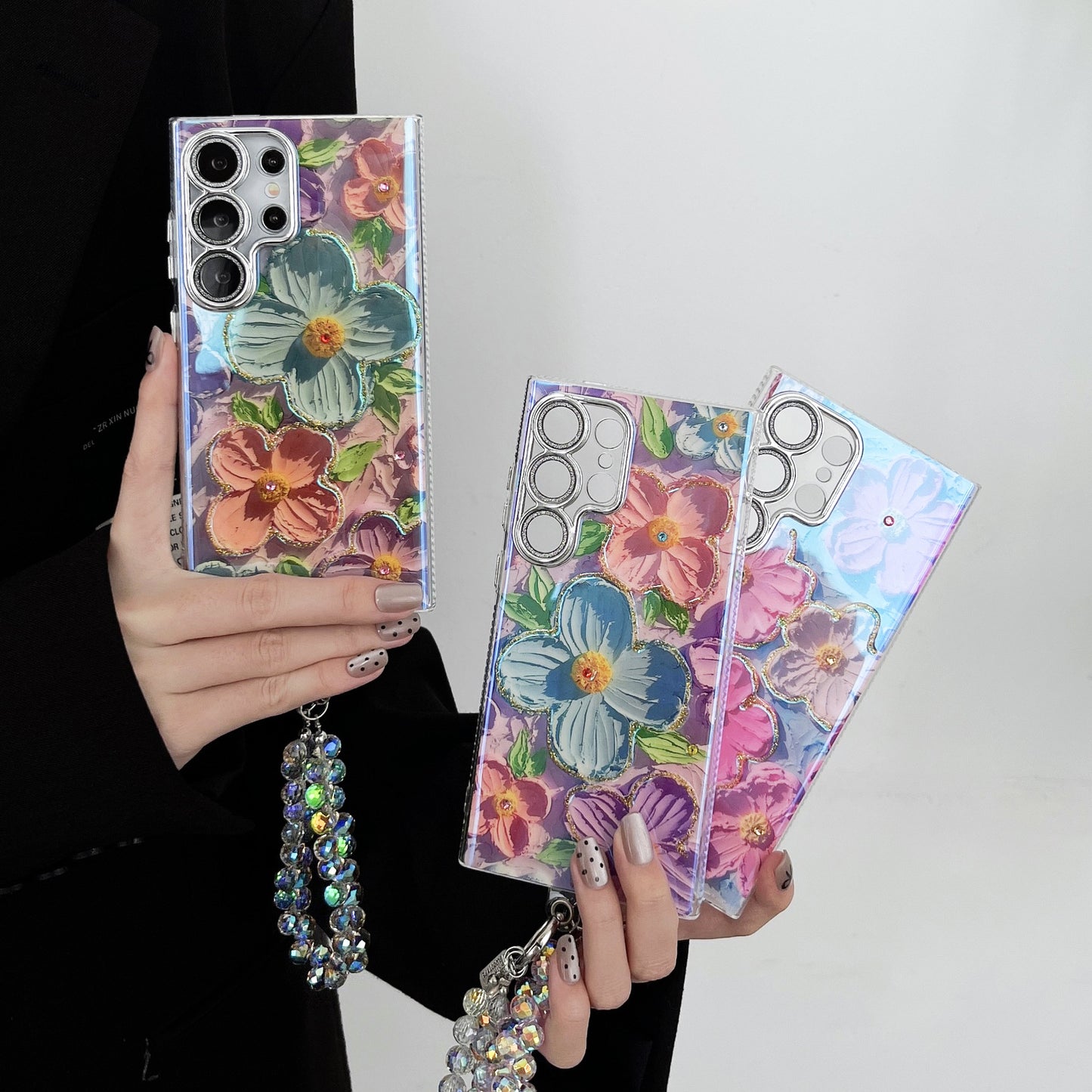 Oil Painting Flower Lanyard Phone Case For Samsung