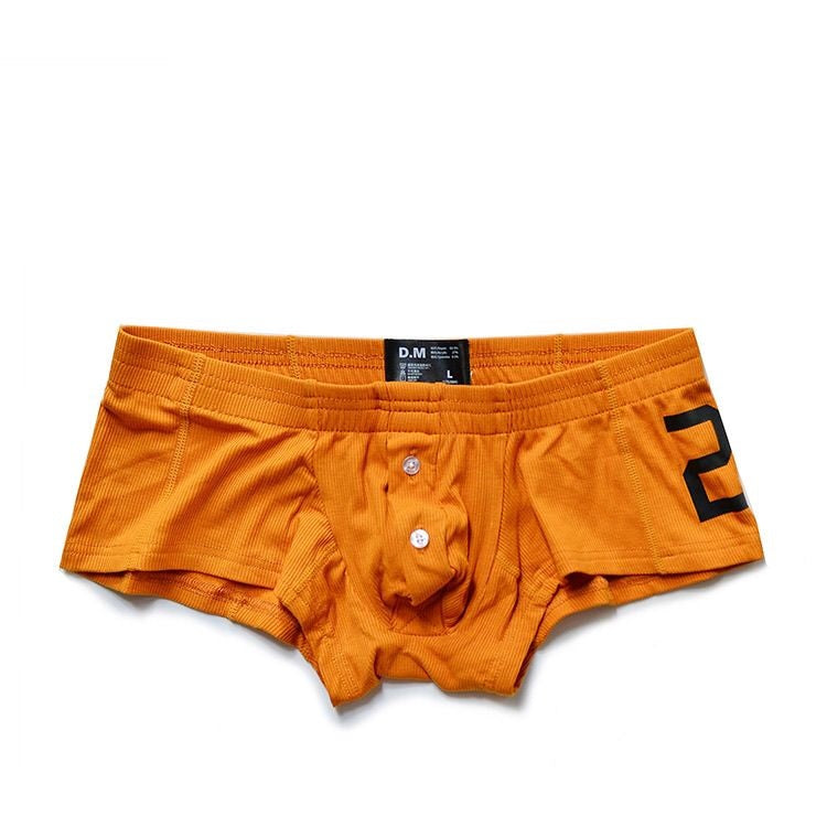 Men's sexy simple boxer briefs solid color button convex bag boxer briefs