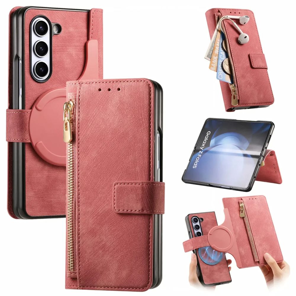 2 in1 Magnetic Zipper Leather Wallet  Phone Case