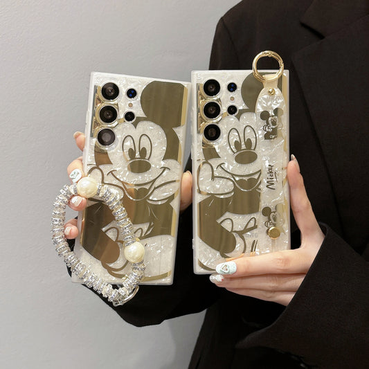 Hot Stamping Shell Pattern Mickey Bracelet Phone Case For Samsung