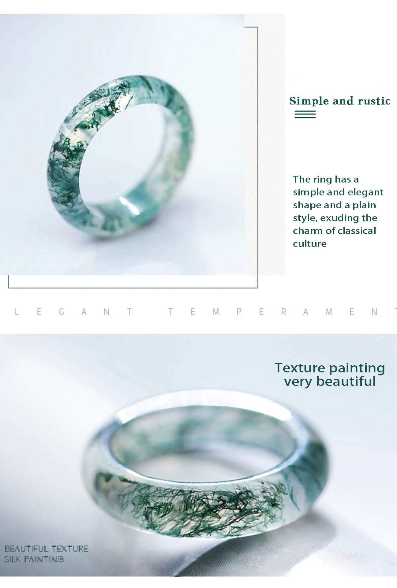 Natural Moss Agate Ring