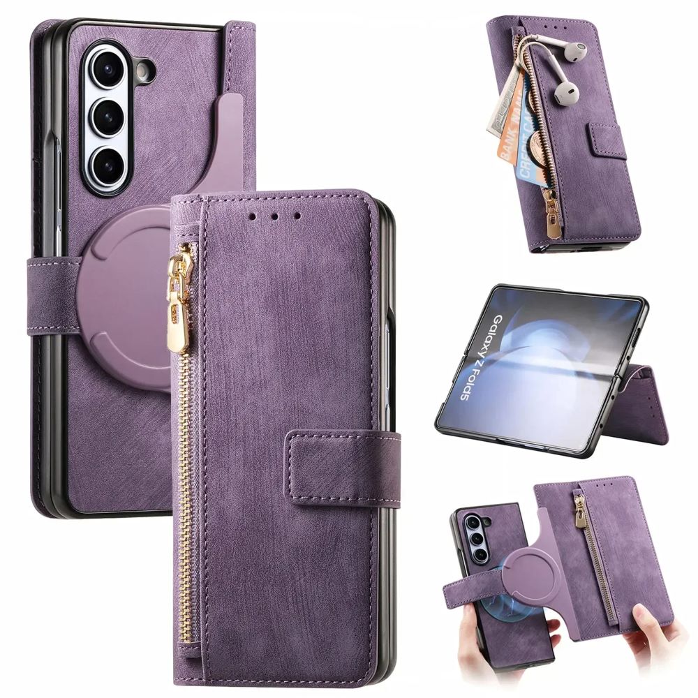 2 in1 Magnetic Zipper Leather Wallet  Phone Case