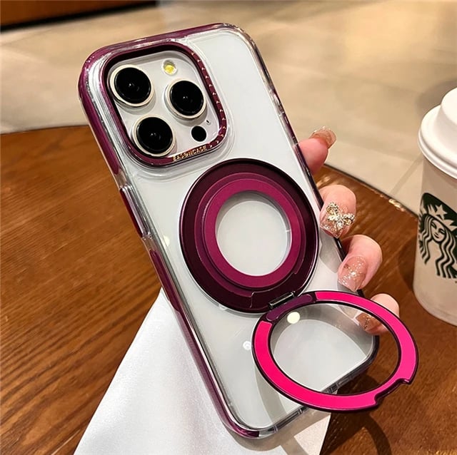 Luxury Magsafe Magnetic Transparent 360°Rotating Holder Stand Phone Case
