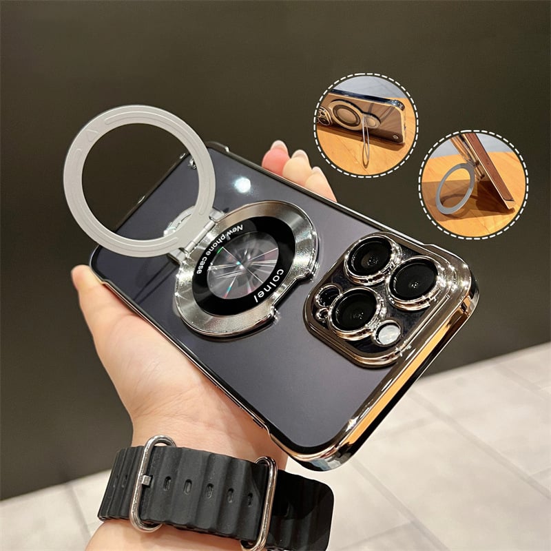 Frameless Magnetic iPhone Case with Invisible Ring Stand