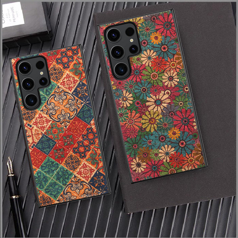 Retro Ethnic Style Floral Leather Phone Case For Samsung
