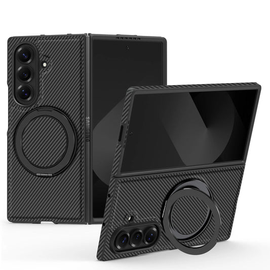 Carbon Fiber Texture Case with 360° Magnetic Ring Stand | Samsung Galaxy Z Fold Series