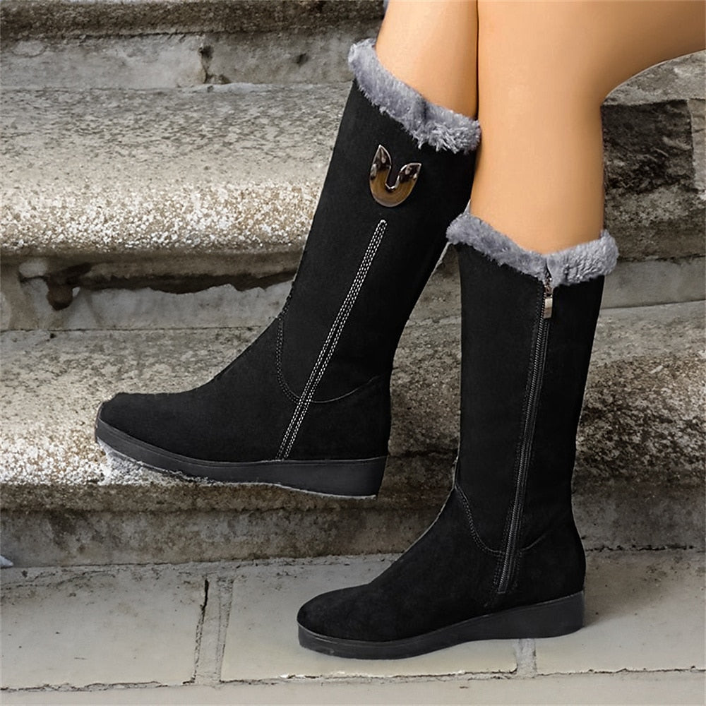 Women's Black Suede Winter Boots