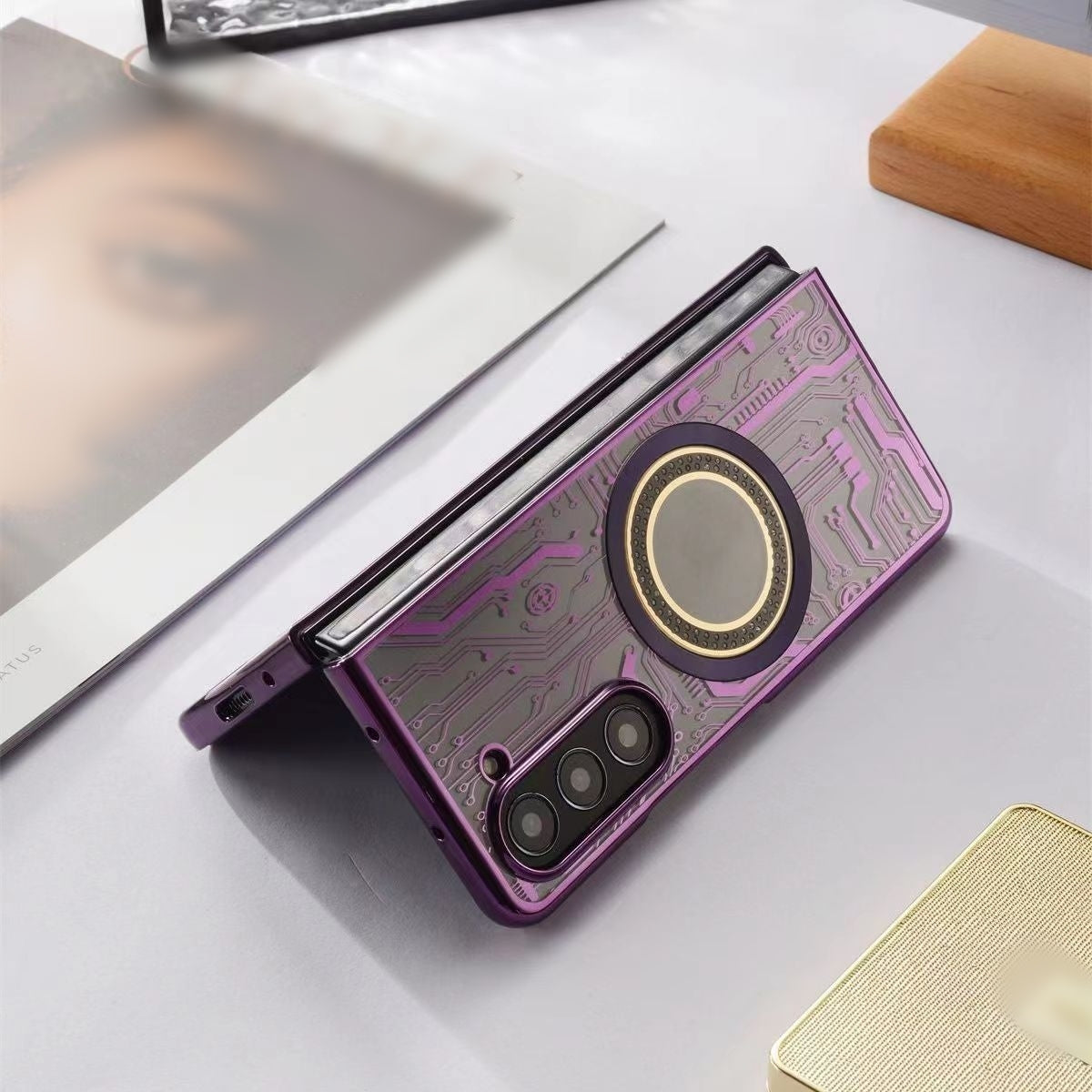 Plating Mechanical Circuit Diagram Magnetic Phone Case