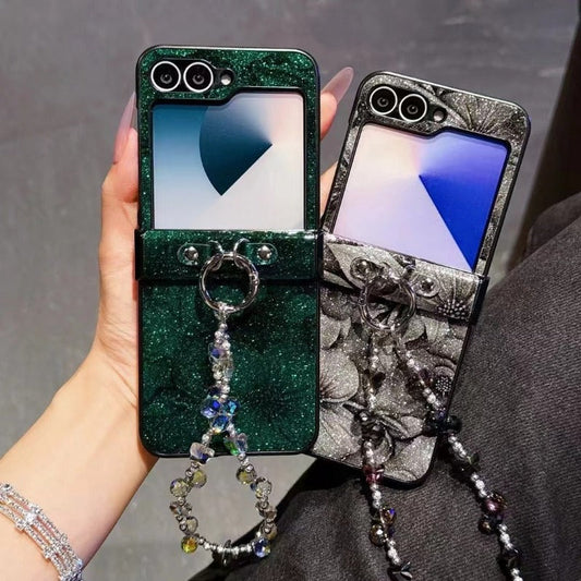 Glitter Flower Lanyard Phone Case For Samsung Z FLIP 7 6 5 4 3