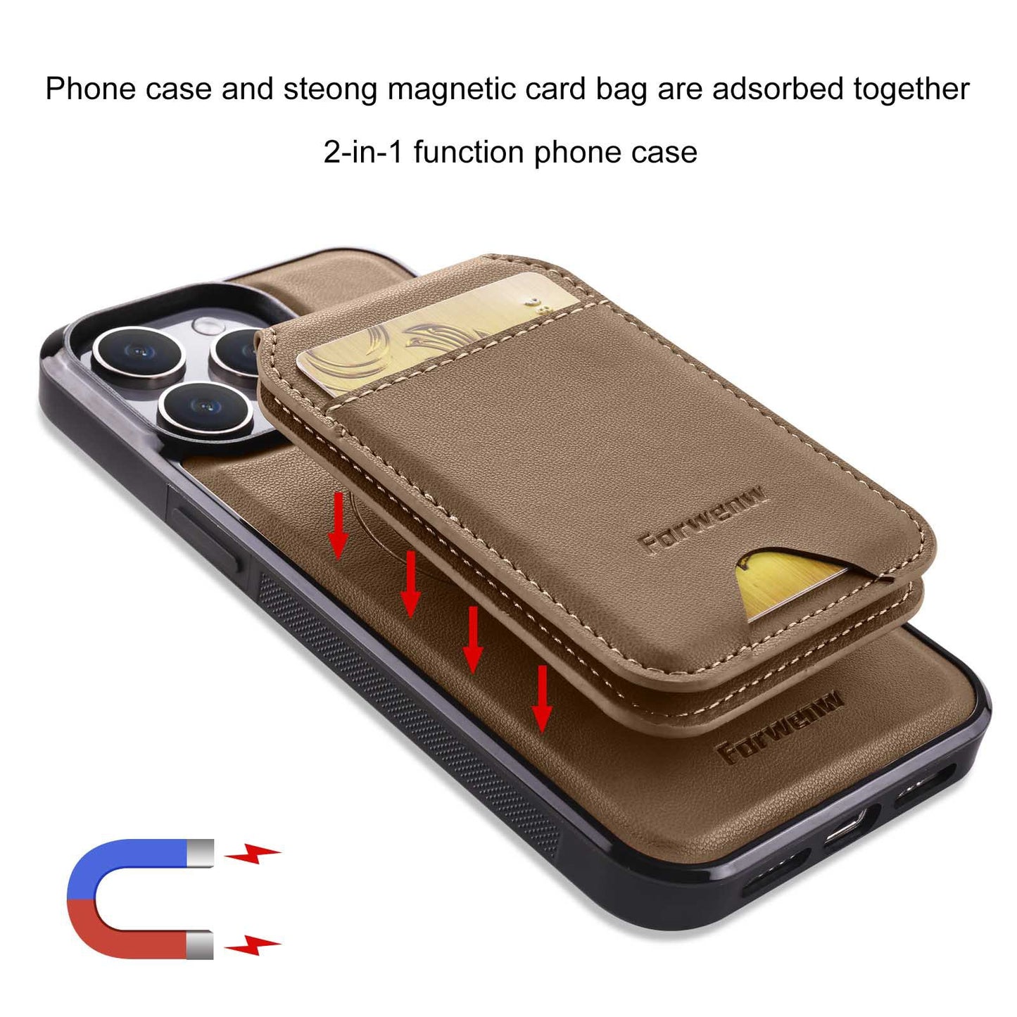Executive Leather Cardholder Phone Case – Magnetic Charging & Built-In Stand