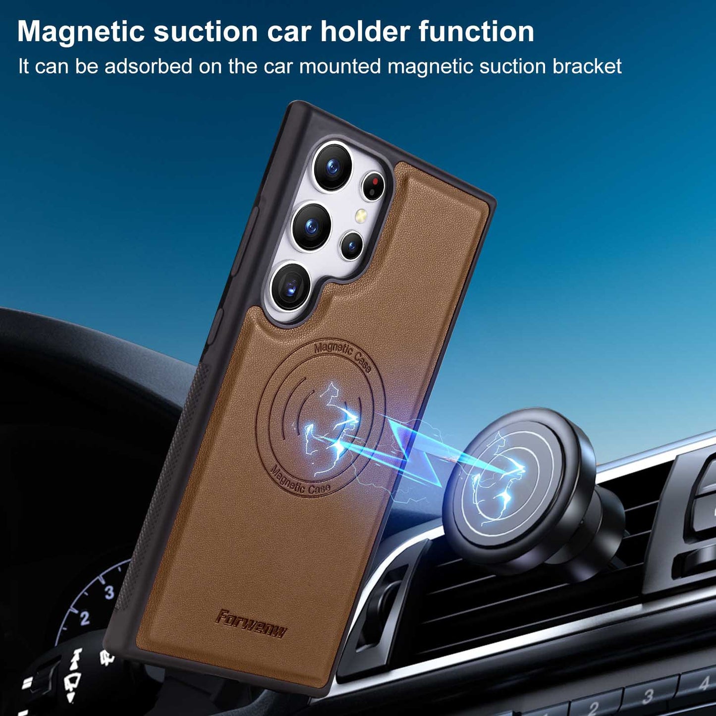 Business Card Holder Car Magnetic Phone Case For Samsung