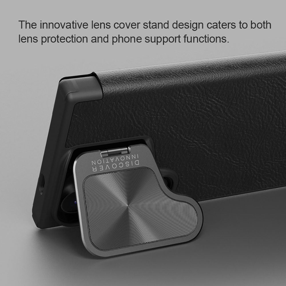 Premium Leather Lens Flip Phone Case For Samsung