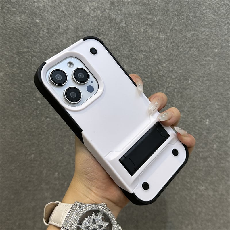 Premium Solid Color Phone Case with Built-in Stand, Enhanced Drop Protection & Raised Edges for Camera and Screen