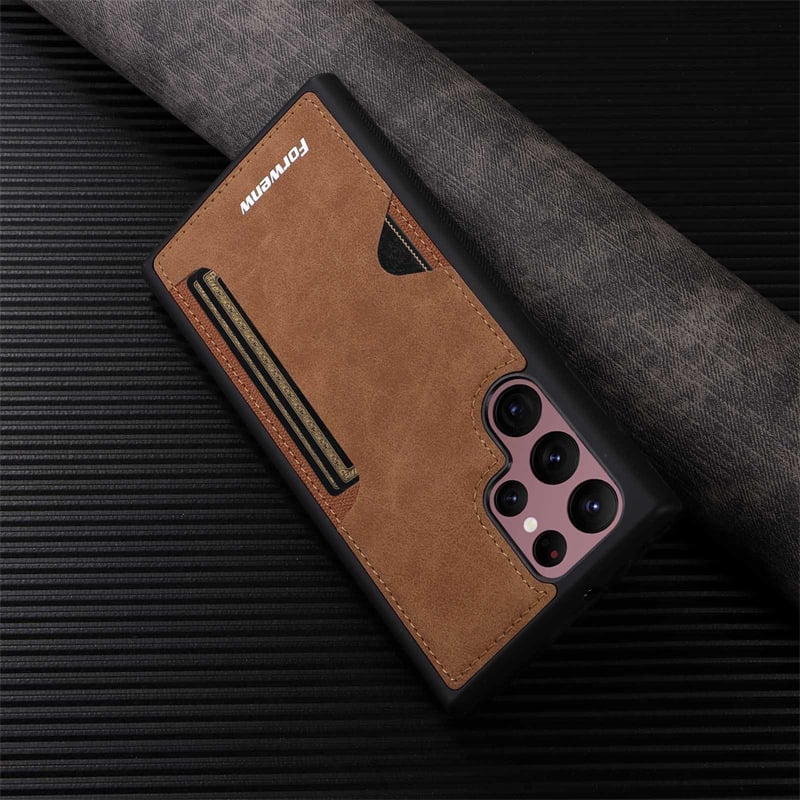 Card slot leather case anti-fall mobile phone case for Galaxy S25/S24/S23/S22/S21 series