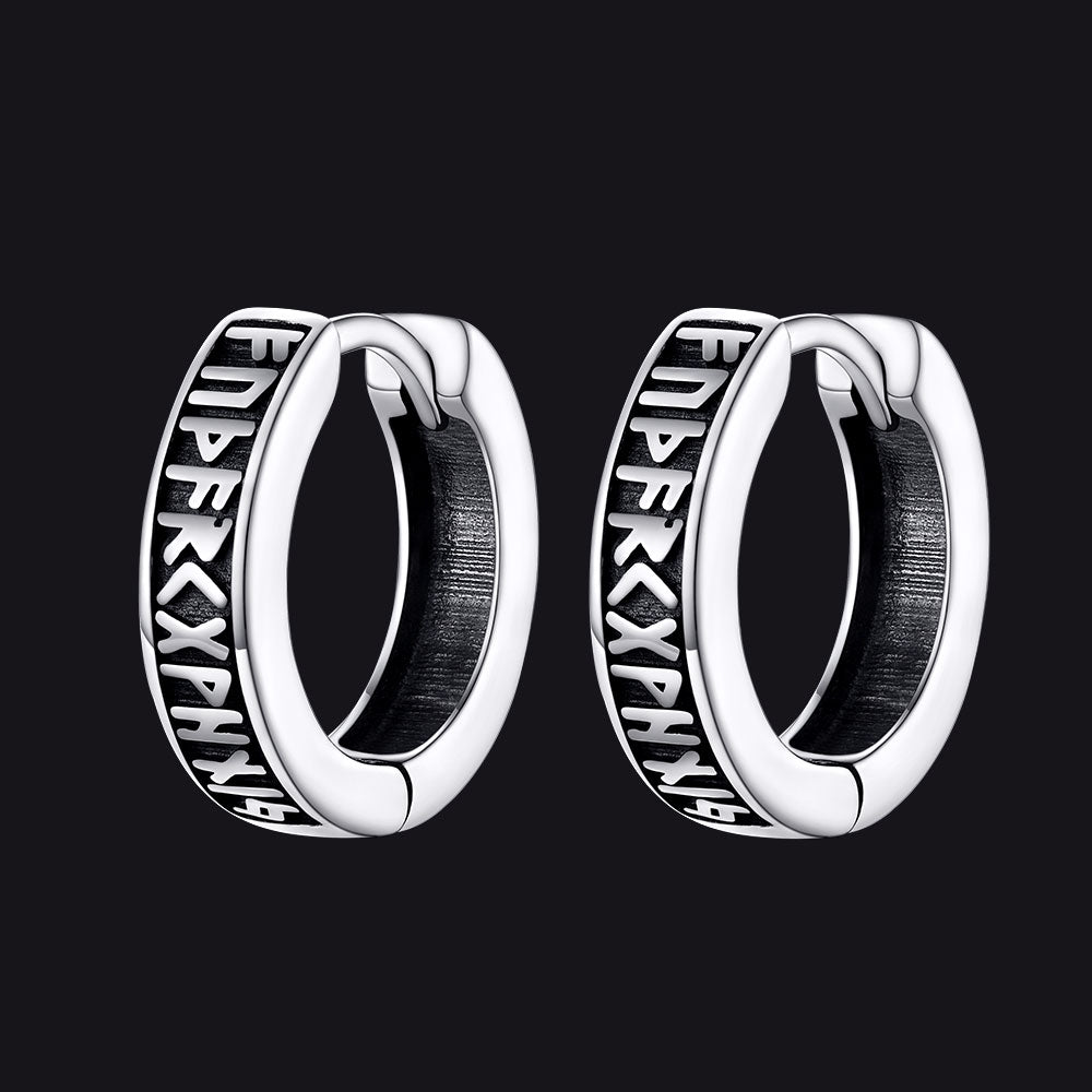 【Buy 1 Get 1 Free】Norse Viking Runes Hoop Earrings For Men