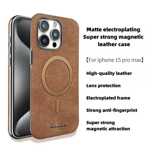 IPhone high-end business super strong magnetic leather mobile phone case