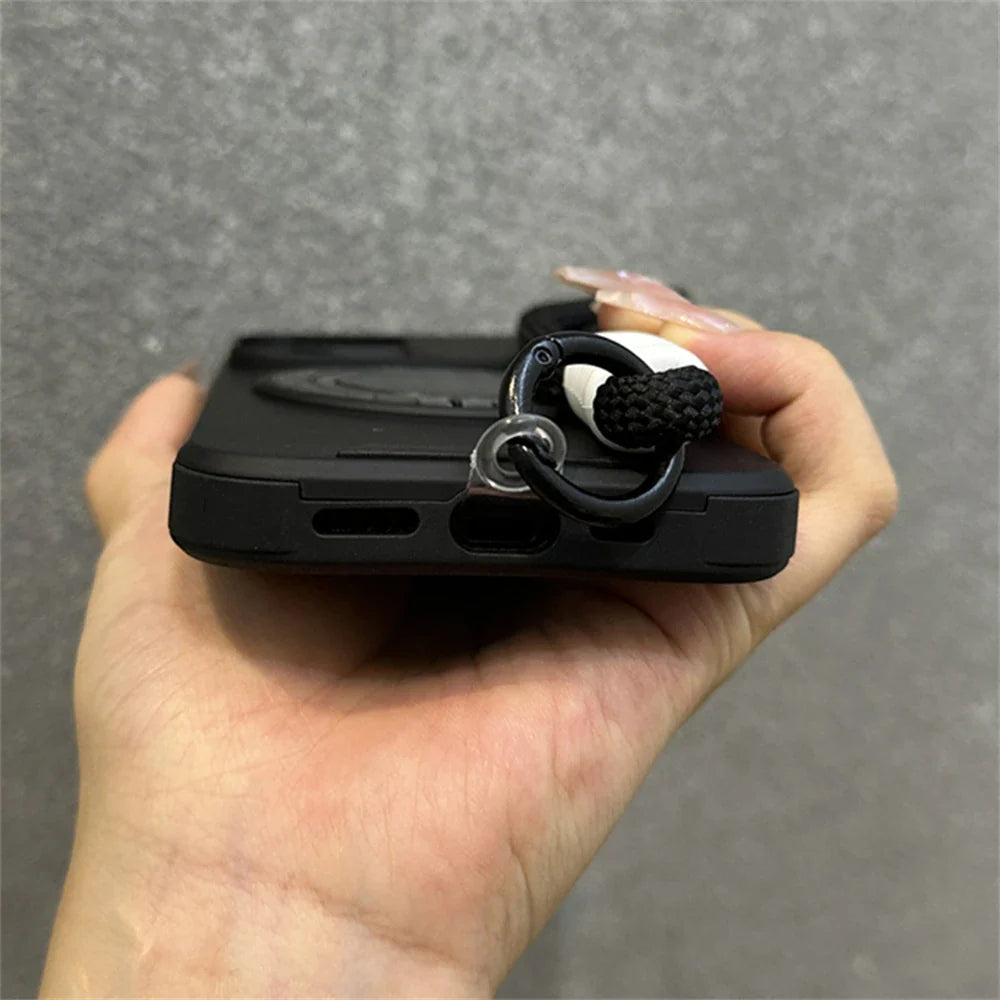 Armor Ring Slide Window Strap Case for iPhone