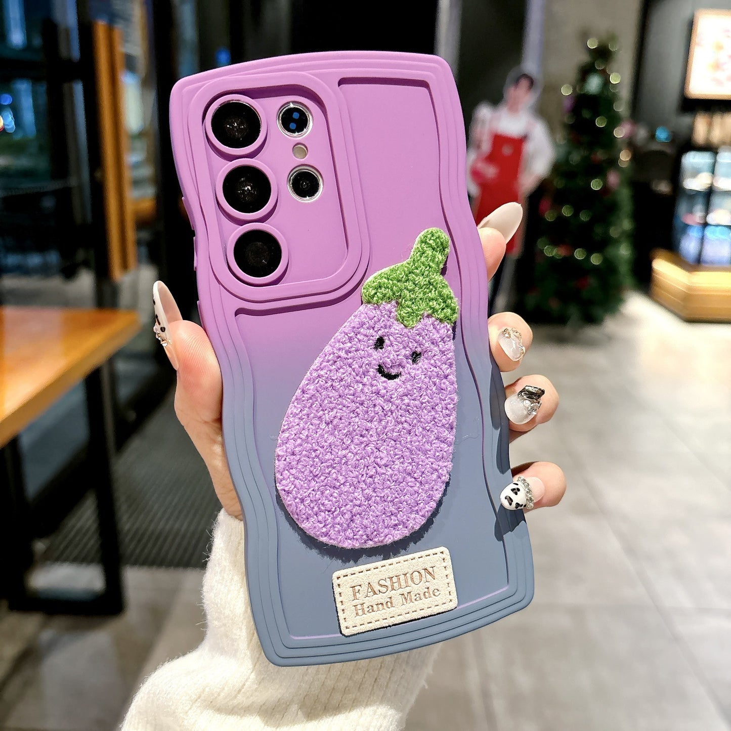 Gradient Wave Pattern Doll Plush Phone Case For Samsung