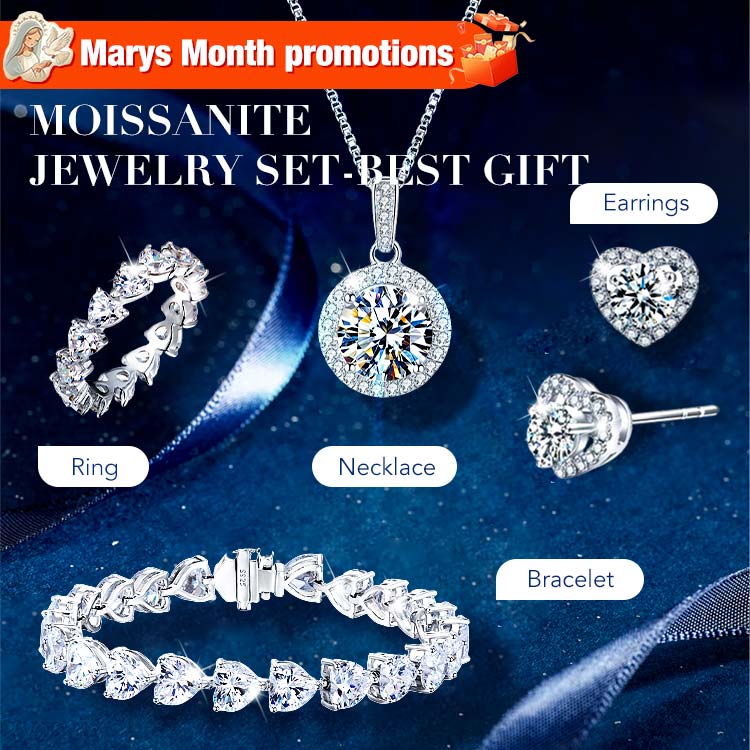 [GRA]Moissanite Jewelry Set- Free jewelry box-Best gift