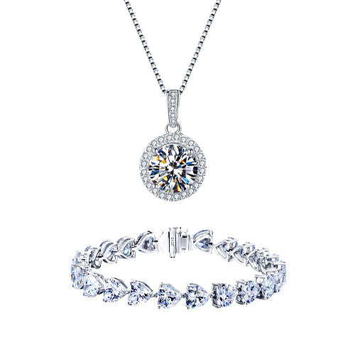 [GRA]Moissanite Jewelry Set- Free jewelry box-Best gift
