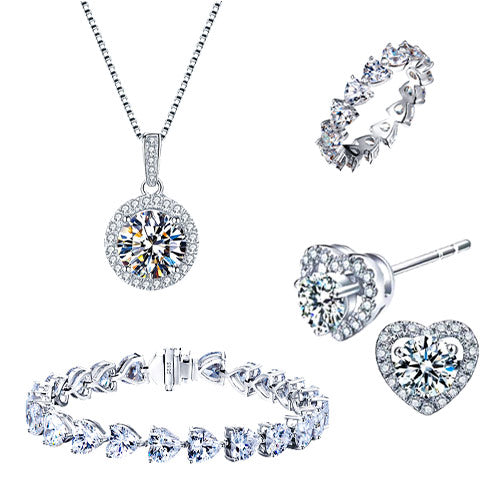 [GRA]Moissanite Jewelry Set- Free jewelry box-Best gift