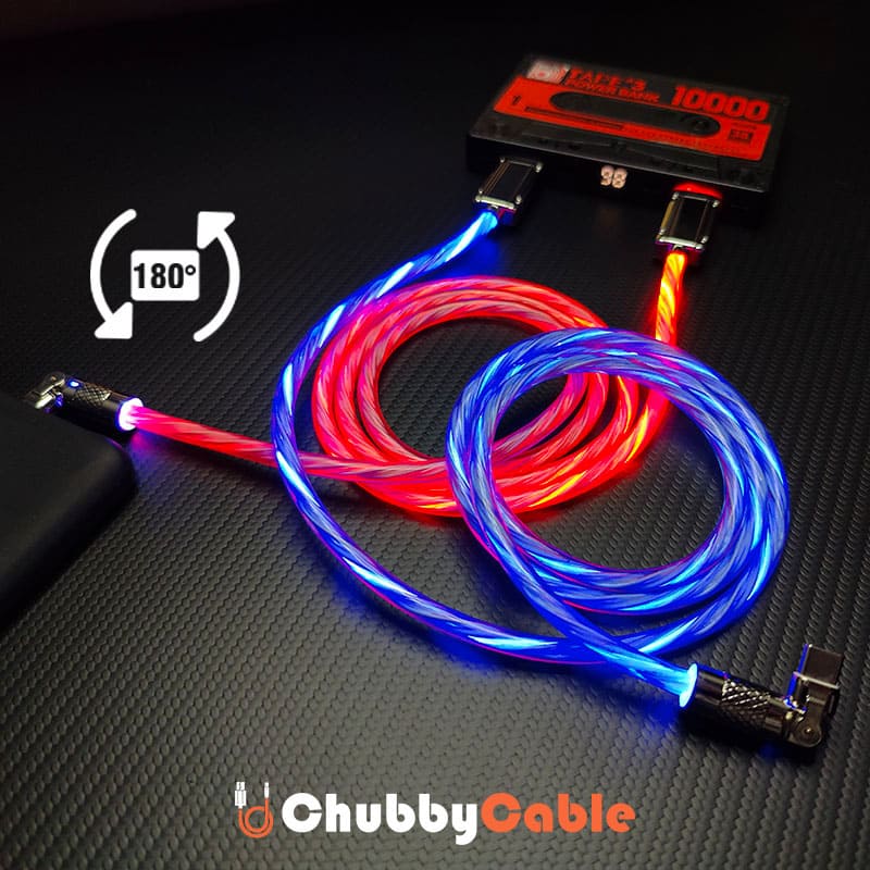 " 180° Rotating Fast Charge Cable with Neon Flow