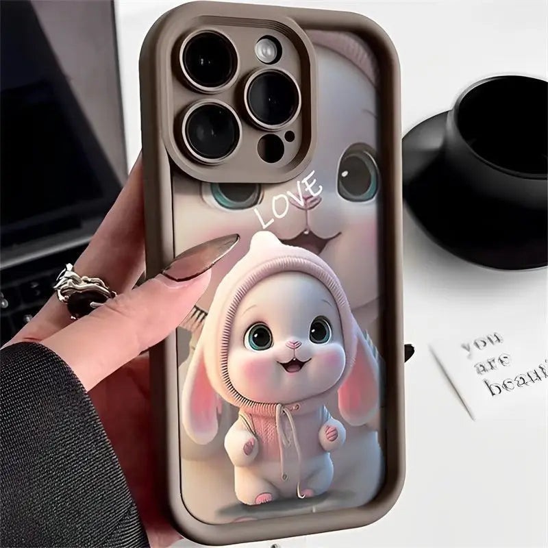 Cute Lovely Pink Rabbit Silicone Case For iPhone