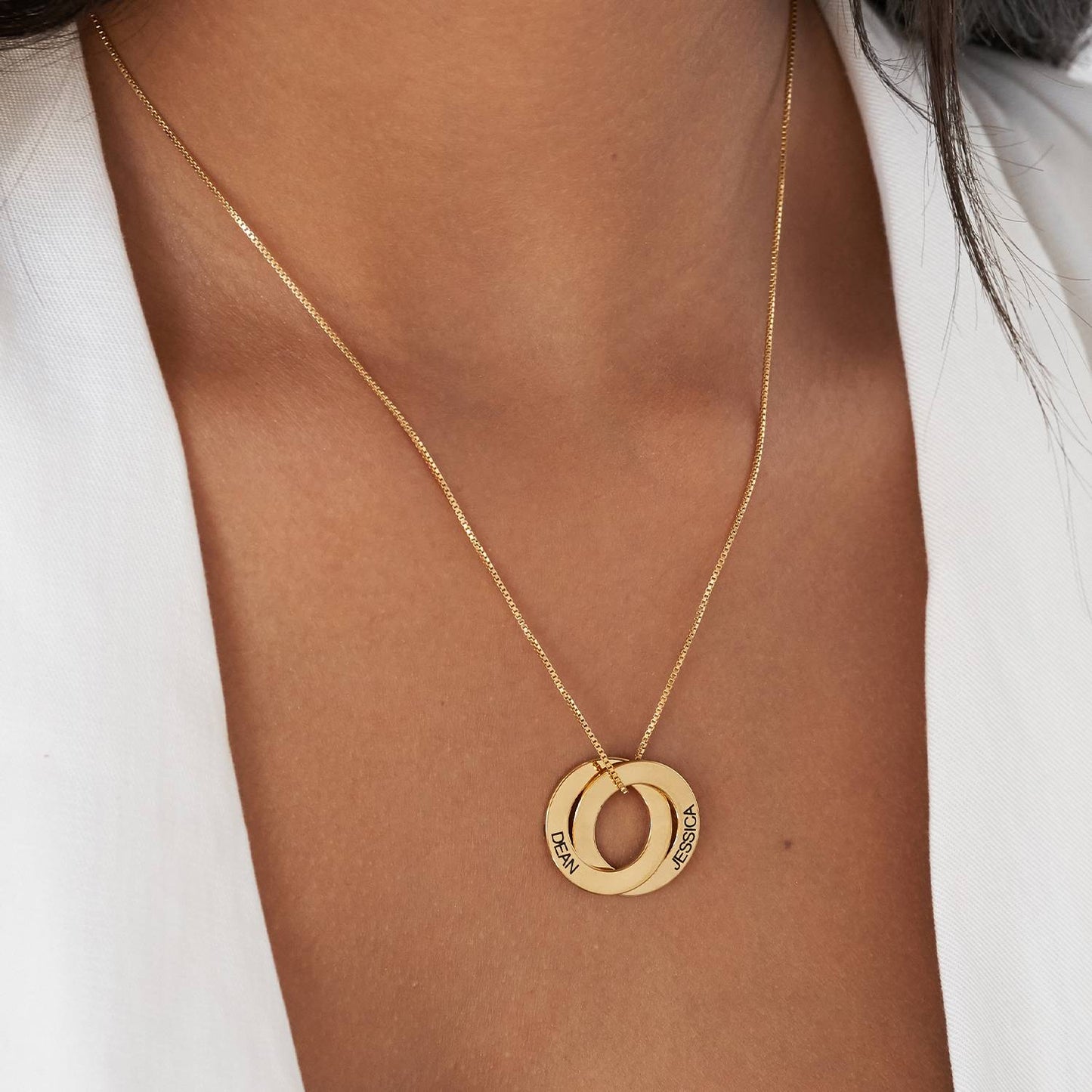 Minimalist Personalized Interlocking Circle Necklace