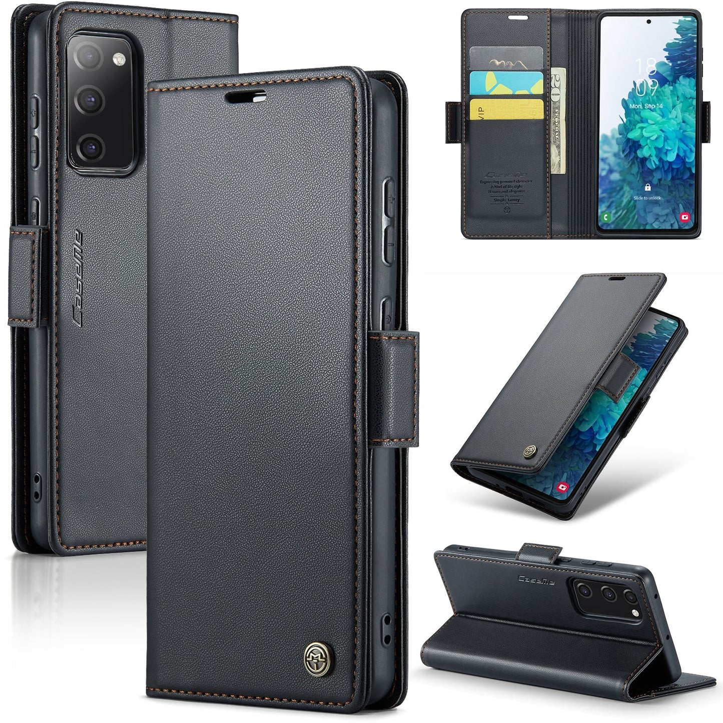 Anti-theft Samsung Flip Leather Case S24 Series and S23FE