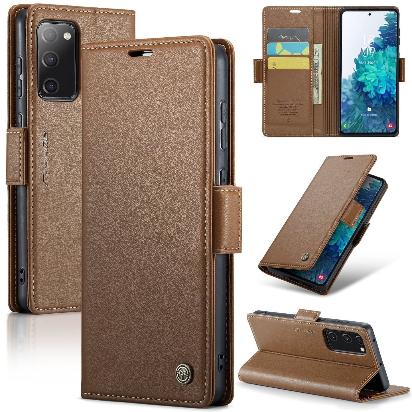 Anti-theft Samsung Flip Leather Case S24 Series and S23FE