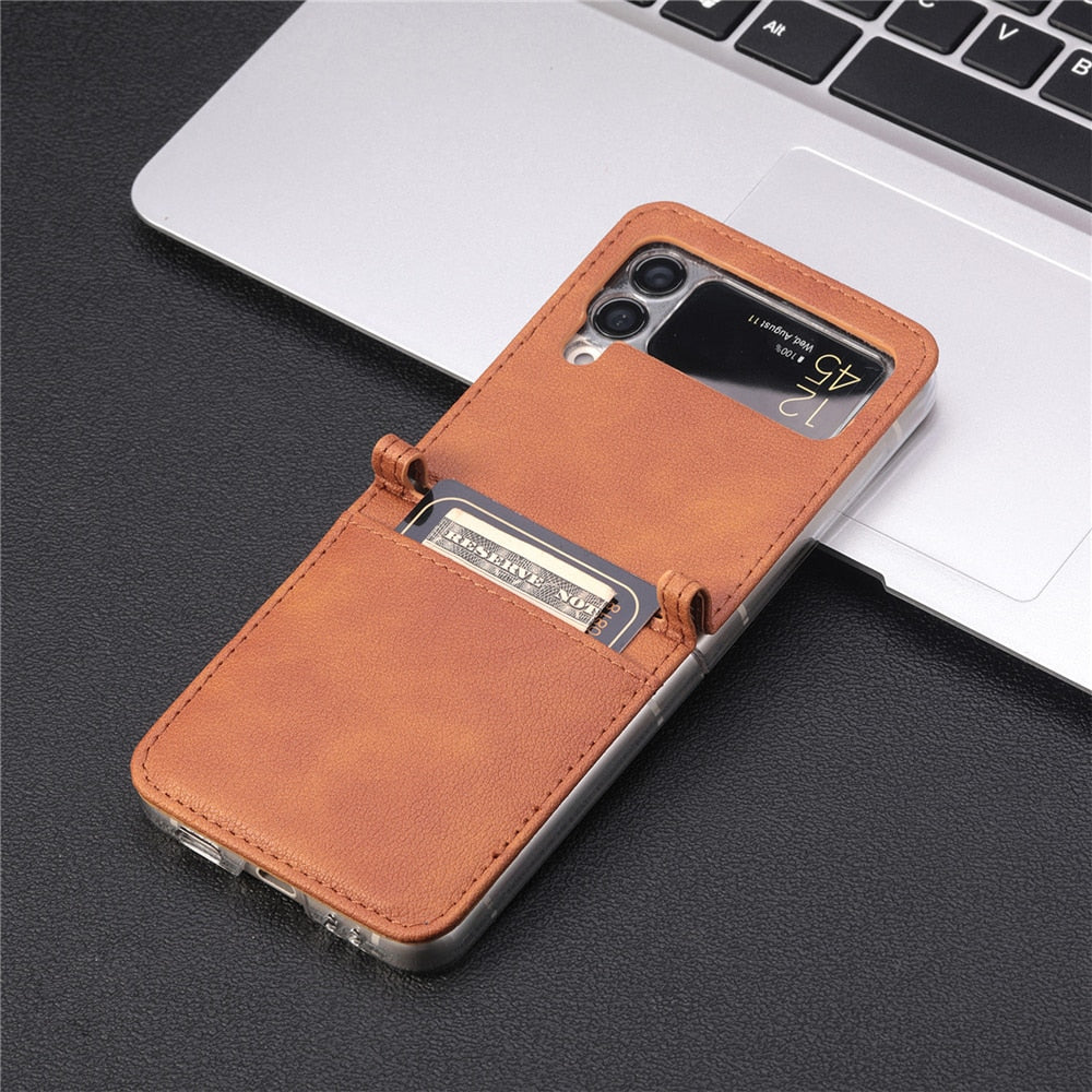 Matte Leather Card Slot Holder Cover For Samsung Galaxy Z Flip 4