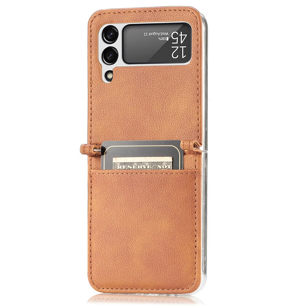 Matte Leather Card Slot Holder Cover For Samsung Galaxy Z Flip 4