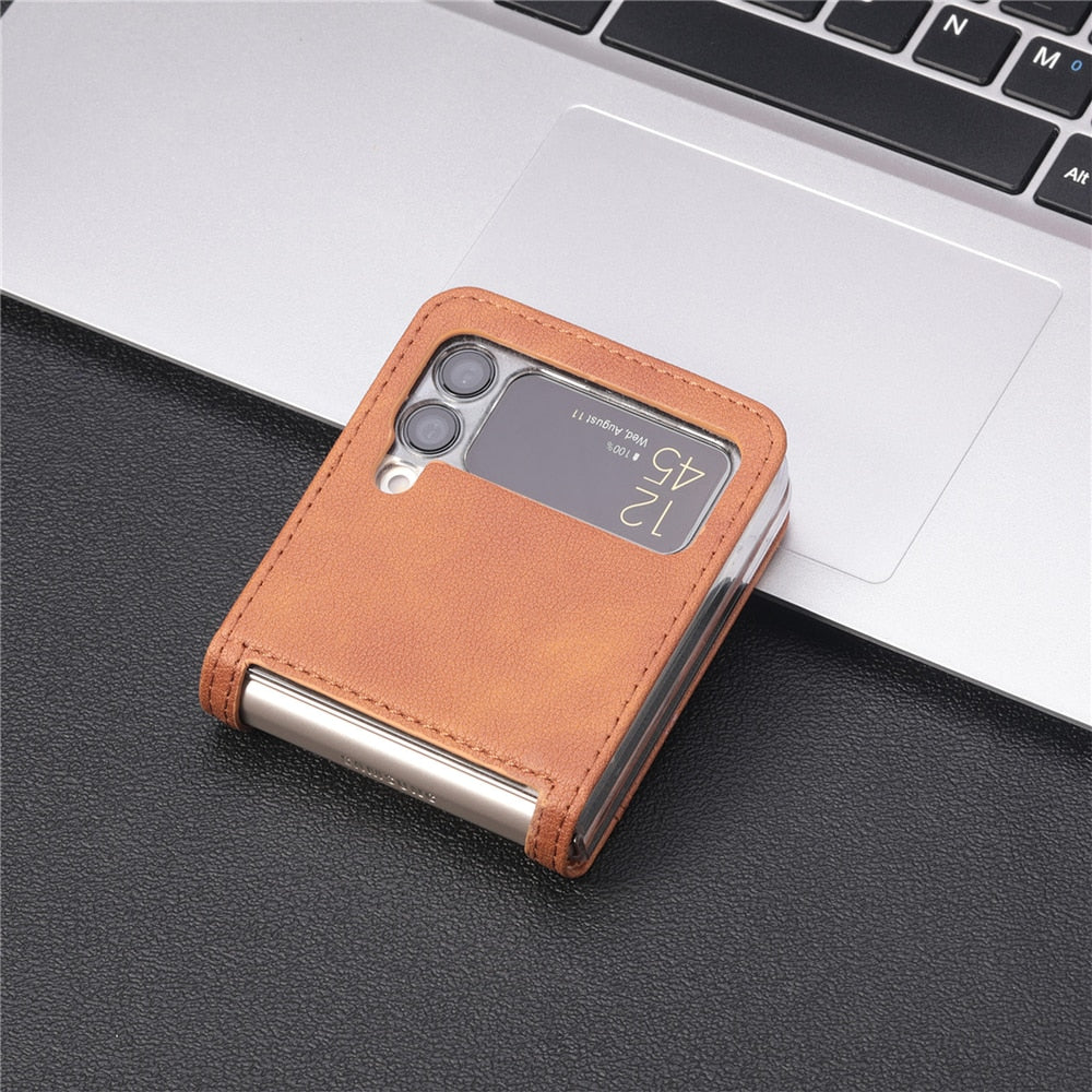 Matte Leather Card Slot Holder Cover For Samsung Galaxy Z Flip 4