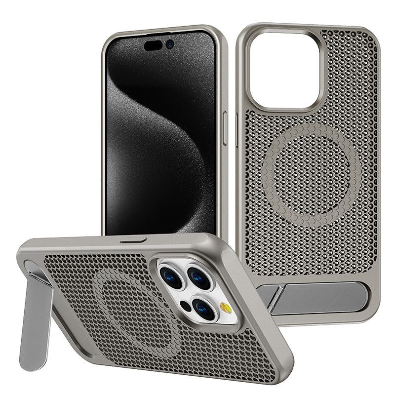 Honeycomb Heat Dissipation Magsafe Magnetic iPhone Case With Stand