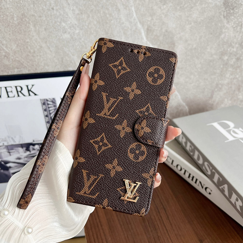 LV Wallet Case Brown Leather For Samsung