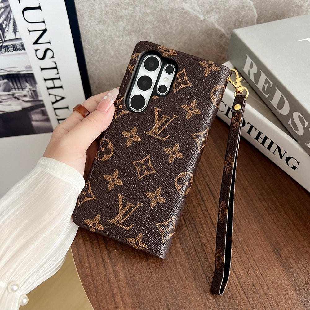 LV Wallet Case Brown Leather For Samsung