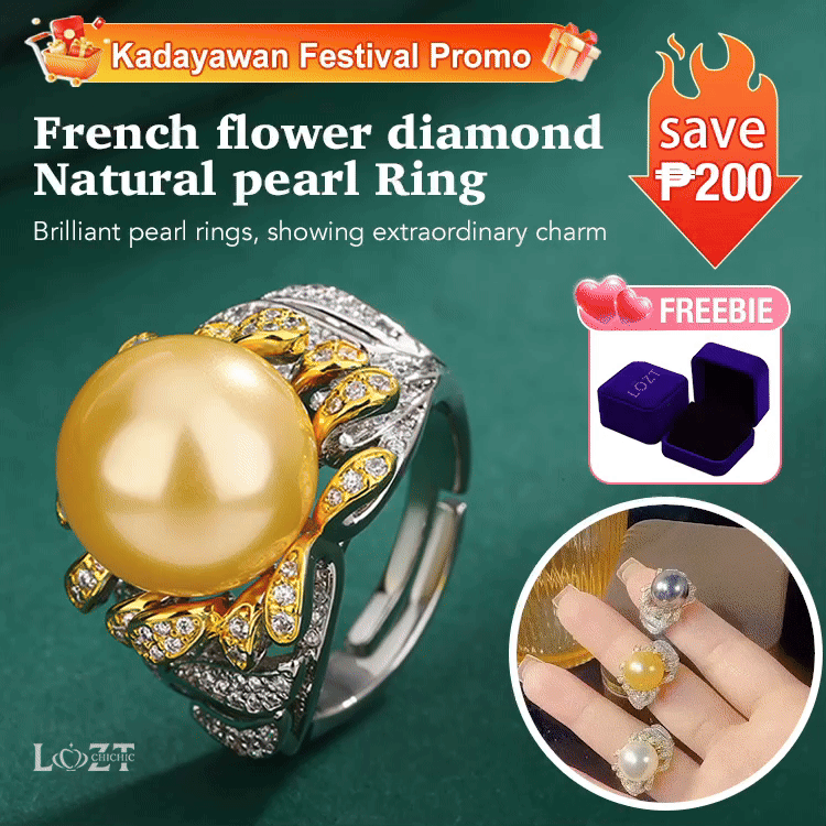 French Flower Diamond Natural Pearl Ring - An exquisite encounter of taste and luxury