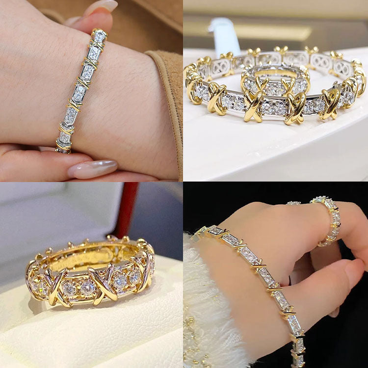 [GRA]Moissanite Jewelry Set- Free jewelry box-Best giftKadayawan Festival Promotion Second - 200p get Ring - Luxury Cross Moissanite Jewelry Bracelet