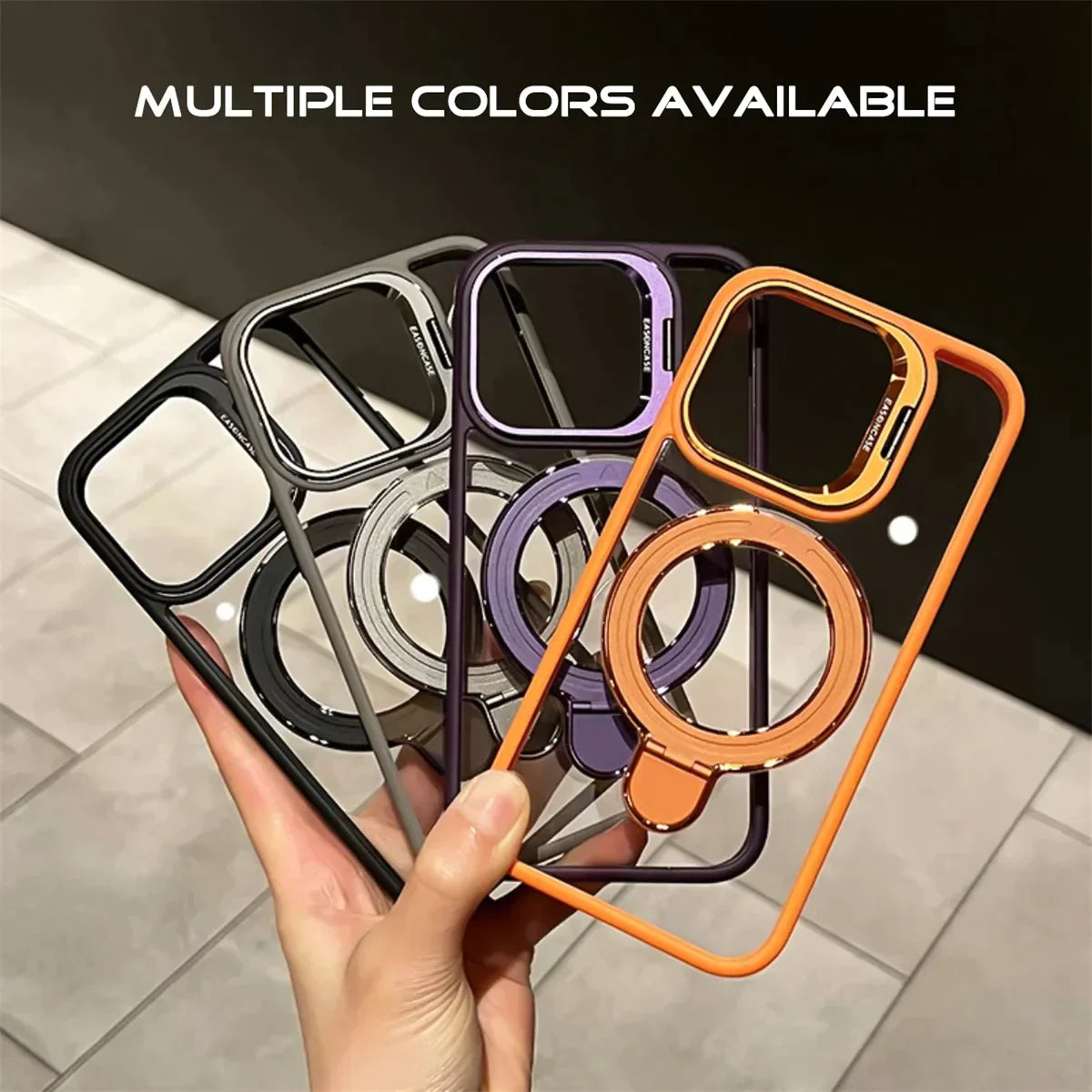 Ultra-thin Magnetic Holder Transparent Phone Case For iPhone