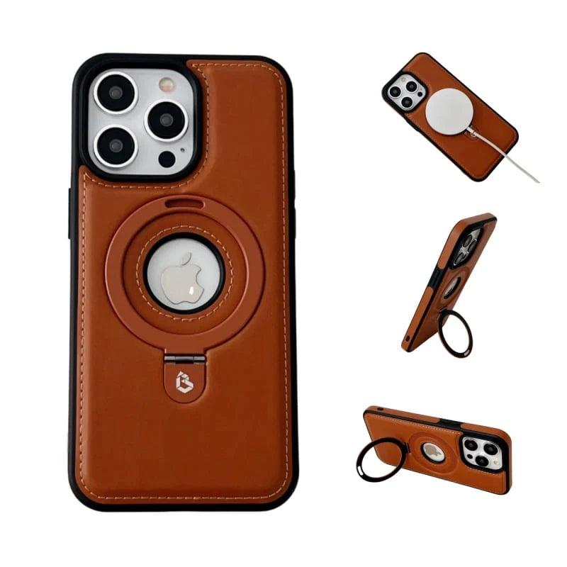 Luxurious Leather Invisible Stand iPhone Case