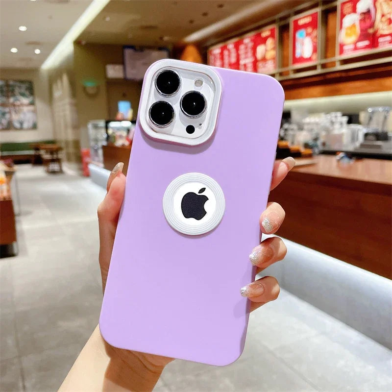 CD LOGO Hole Matte Liquid Silicone Shockproof Case For iPhone