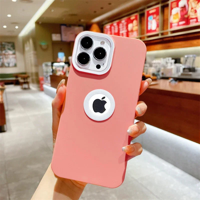 CD LOGO Hole Matte Liquid Silicone Shockproof Case For iPhone