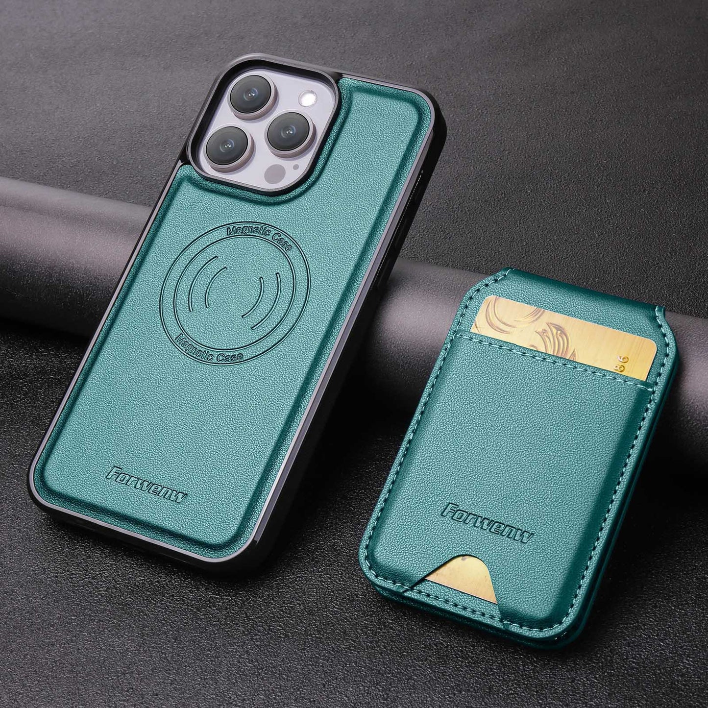 Executive Leather Cardholder Phone Case – Magnetic Charging & Built-In Stand